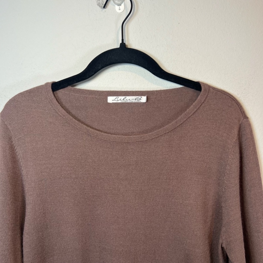Lulu-B Tunic Sweater Shirt Brown Front Pockets Lightweight Neutral NEW Sz Medium - Picture 2 of 14